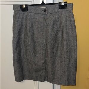 Vintage MaxMara Black and White Checkered Pencil Wool & Cashmere Skirt Sz 10